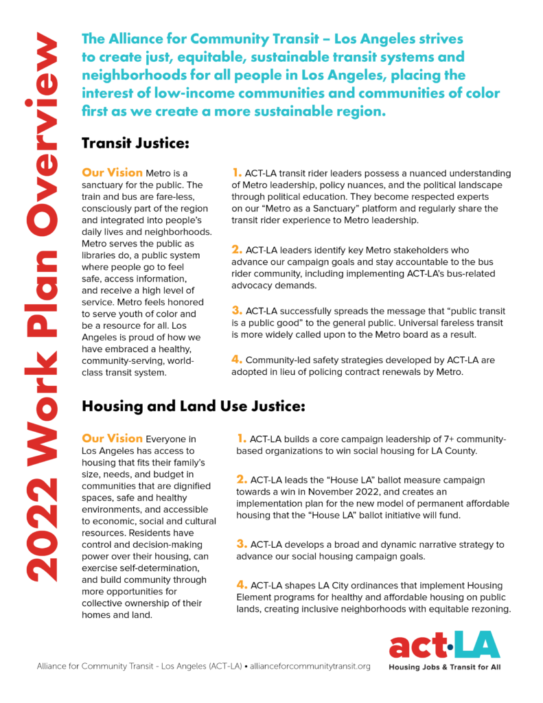 Image version of act los angeles work plan 2022