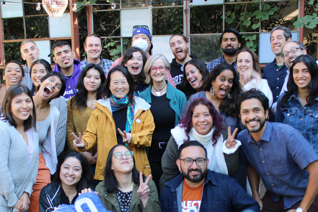 A group of ACT Los Angeles housing justice members making goofy faces at the camera